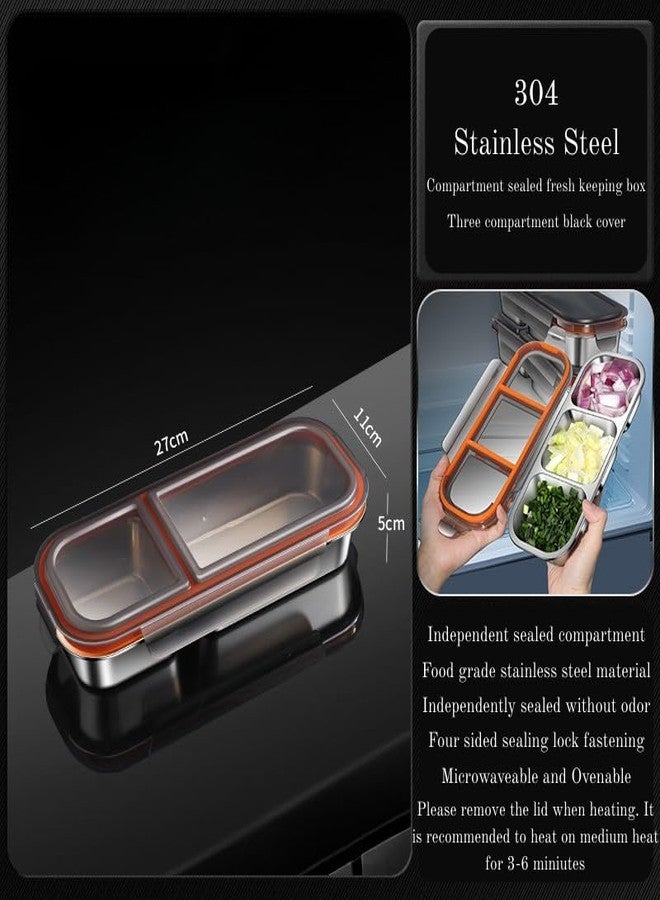 KitchEase Stainless Steel Insulated Airtight BPA Free Food Grade Lunch Box Unbreakable Lid, Snacks Tiffin Ideal for Kids, Adults (700ML, 2 Compartment, Black Lid) - Image 4
